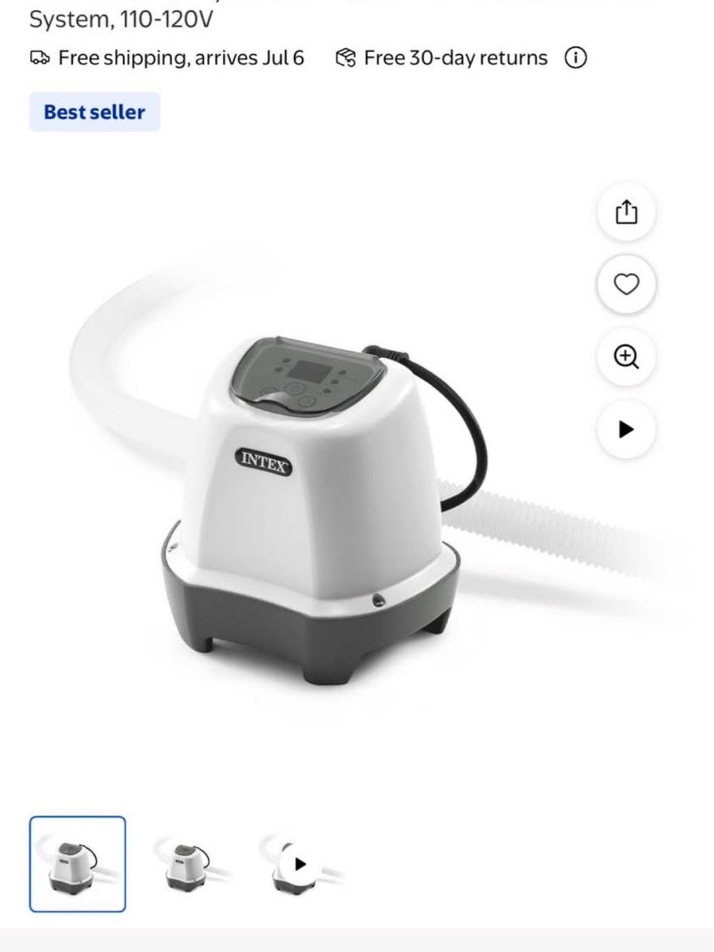 Intex White & Gray Salt Water Pool Pump